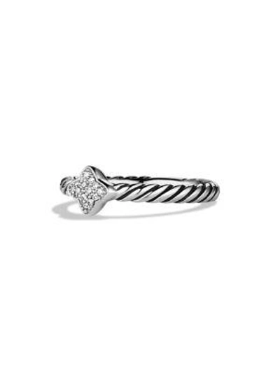 Shop David Yurman Quatrefoil Ring With Diamonds In Silver