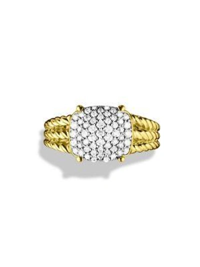 Shop David Yurman Petite Wheaton Ring With Diamonds In Gold In Gold Garnet