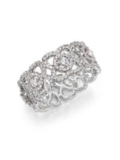 Shop De Beers Women's Enchanted Lotus Diamond & 18k White Gold Band Ring