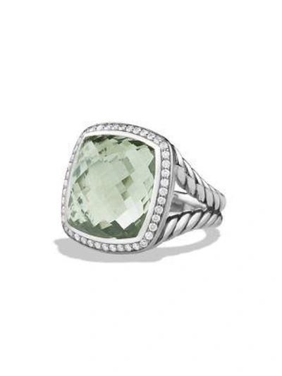 Shop David Yurman Women's Albion Ring With Diamonds In Sterling Silver In Prasiolite