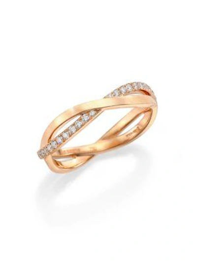 Shop De Beers Women's Infinity Diamond & 18k Rose Gold Half Band Ring