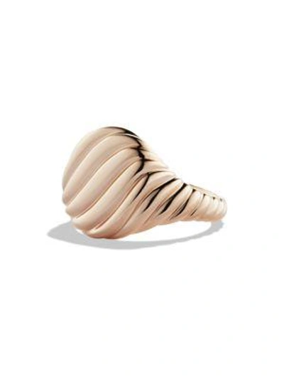 Shop David Yurman Women's Sculpted Cable Pinky Ring In 18k Rose Gold
