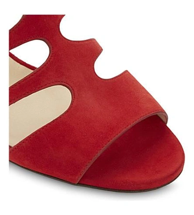Shop Jimmy Choo Ren 35 Suede Heeled Sandals In Red