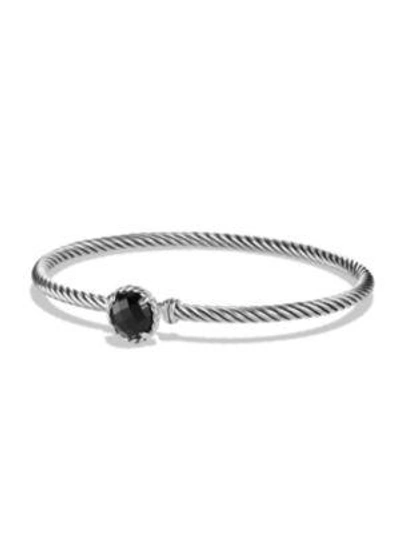 Shop David Yurman Women's Châtelaine Sterling Silver Faceted Dome Bracelet In Black Onyx
