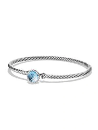 Shop David Yurman Women's Châtelaine Sterling Silver Faceted Dome Bracelet In Blue Topaz