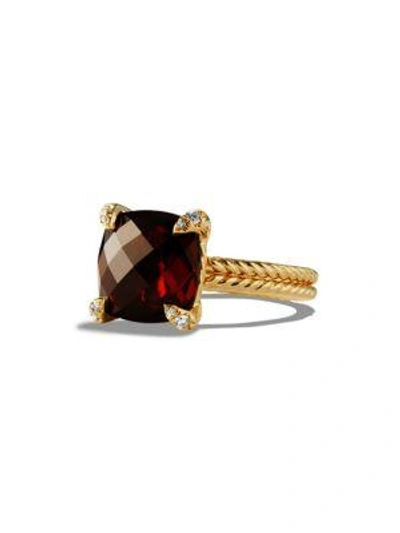 Shop David Yurman Châtelaine  Ring With Garnet And Diamonds In 18k Gold
