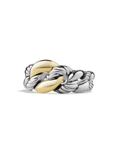 Shop David Yurman Belmont Curb Link Ring With Gold In Silver-gold