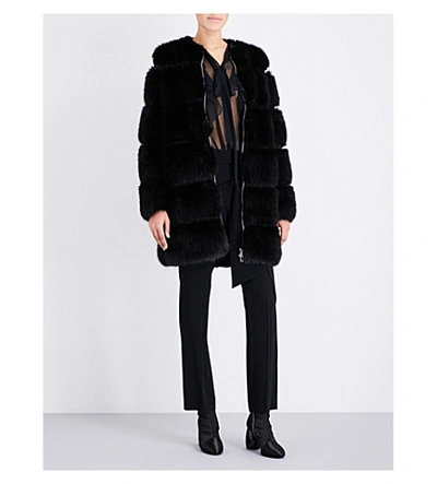 Givenchy Round-neck Faux-fur Coat In Blk