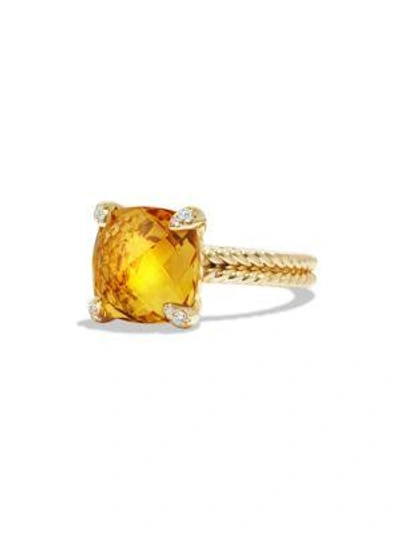 Shop David Yurman Châtelaine Ring With Citrine And Diamonds In 18k Gold