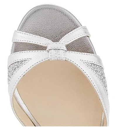 Shop Jimmy Choo Talia 100 Glitter Fabric And Leather Heeled Sandals In Silver