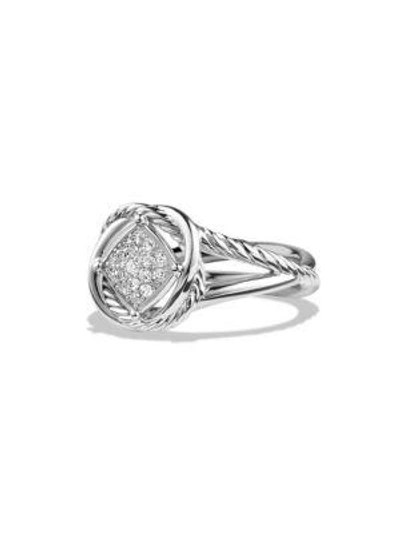 Shop David Yurman Women's Infinity Ring With Diamonds In Silver