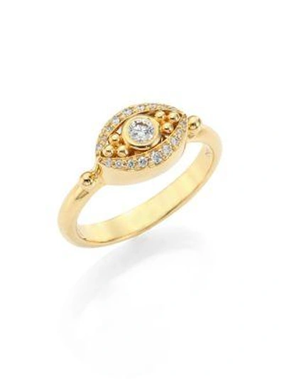 Shop Temple St Clair Women's Mini Evil Eye Diamond & 18k Yellow Gold Ring