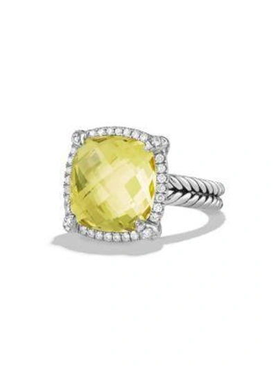 Shop David Yurman Châtelaine Pave Bezel Ring With Lemon Citrine And Diamonds