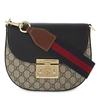 Gucci Padlock Saddle Medium Leather-trimmed Coated-canvas Shoulder Bag In Beige Black Brown