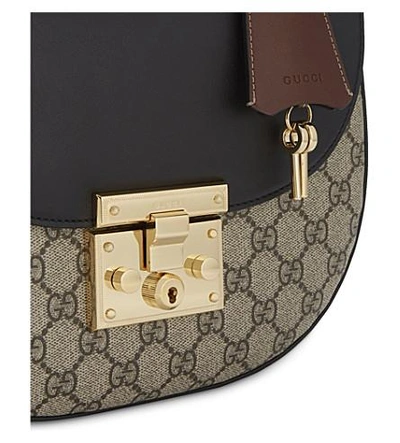 Shop Gucci Supreme 'gg' Leather Satchel In Beige Black Brown