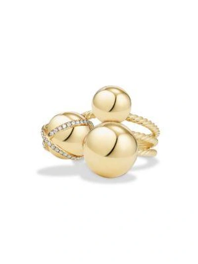 Shop David Yurman Women's Solari Cluster Ring With Diamonds In 18k Yellow Gold