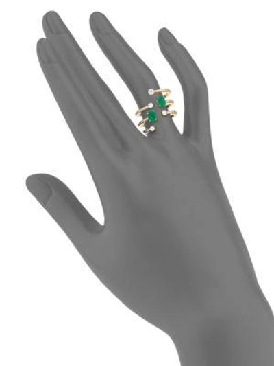 Shop Hueb Rainbow Diamond, Emerald & 18k Yellow Gold Ring In Gold-emerald