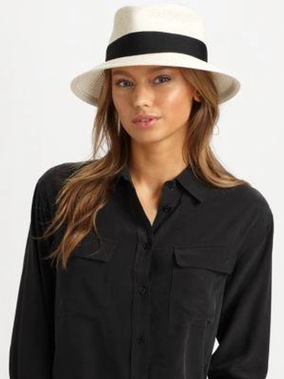 Shop Eric Javits Classic Fedora Hat In Cream-black