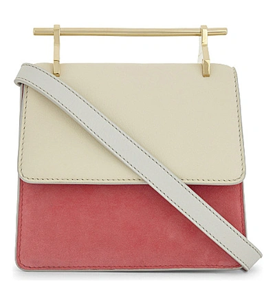 M2malletier Mini Collentienneuse Suede And Leather Shoulder Bag In Ivory Bright Pink