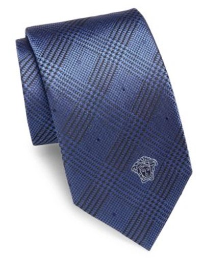 Versace Printed Silk Tie In Bluette