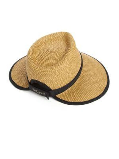 Shop Eric Javits Fedora Cap In Natural Black