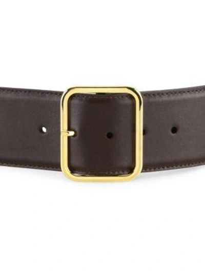 Shop W. Kleinberg Goldtone Leather Buckle Belt In Brown