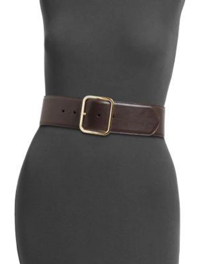 Shop W. Kleinberg Goldtone Leather Buckle Belt In Brown