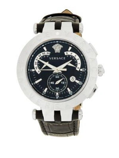 Versace Round Stainless Steel Analog Watch In Black