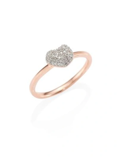 Monica Vinader Nura Mini Heart Diamond Stacking Ring In Metallic