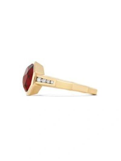 Shop David Yurman Guilin Octagon Ring With Garnet And Diamonds In 18k Gold In Ruby