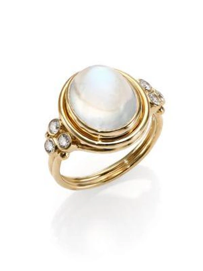 Shop Temple St Clair 18k Yellow Gold, Royal Blue Moonstone & Diamond Oval Ring