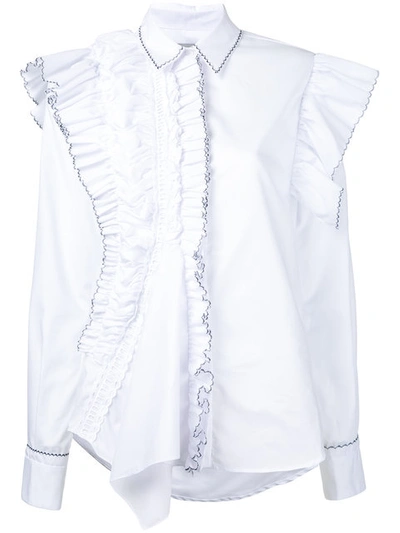 Preen By Thornton Bregazzi Ruffled Detail Shirt In White