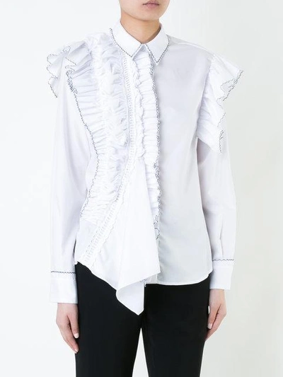 Shop Preen By Thornton Bregazzi Ruffled Detail Shirt In White