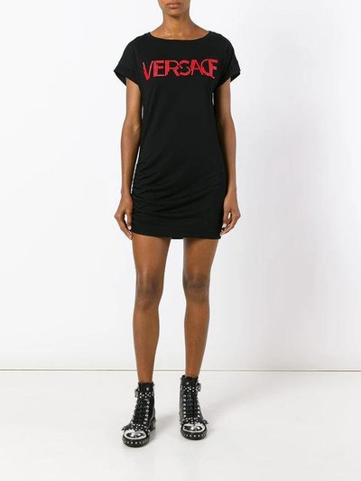 Shop Versace Logo Printed T-shirt Dress