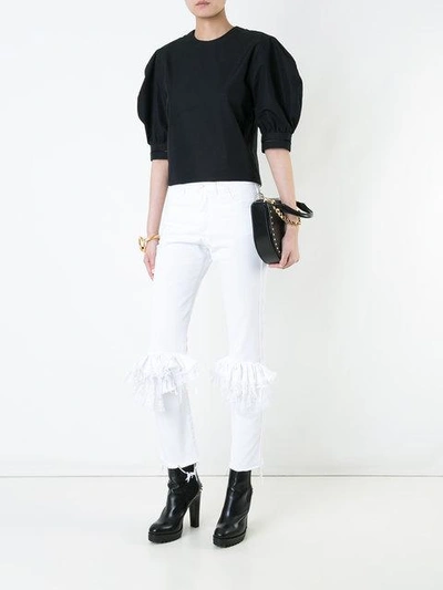 Shop Preen By Thornton Bregazzi Lace Ruffled Skinny Trousers In White