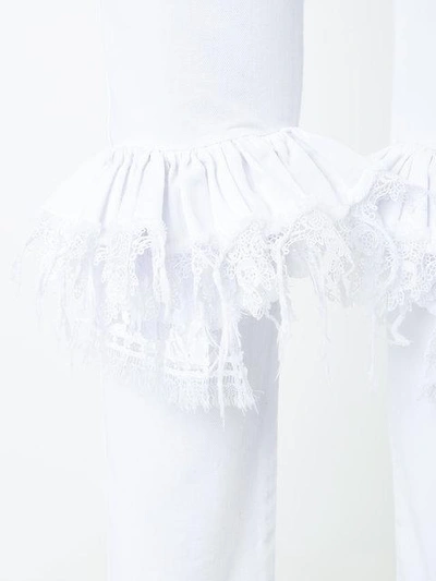 Shop Preen By Thornton Bregazzi Lace Ruffled Skinny Trousers In White
