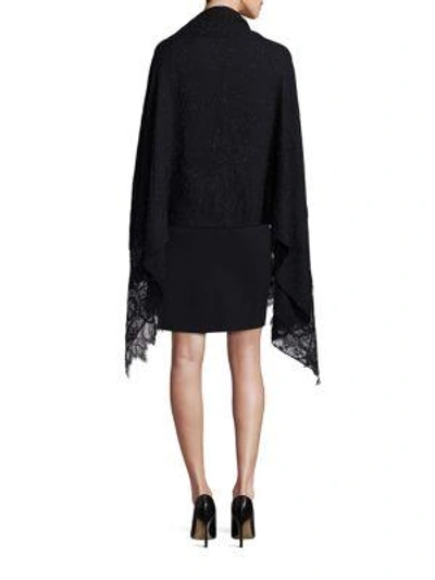 Shop Valentino Cashmere, Wool & Silk Blend Lace Shawl In Black