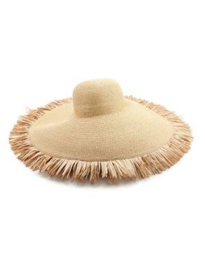 Shop Eric Javits Floppy Fringe Straw Sun Hat In Peanut