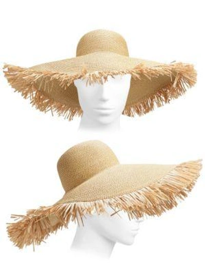 Shop Eric Javits Floppy Fringe Straw Sun Hat In Peanut
