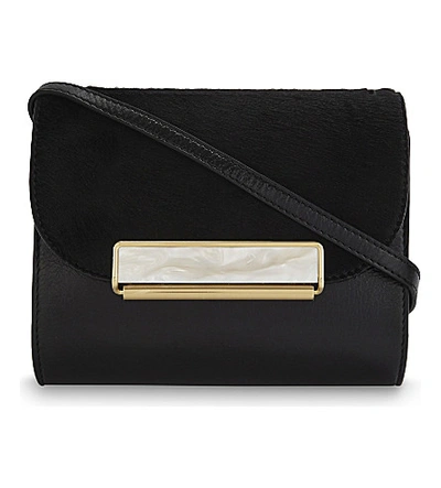 Hillier Bartley Mini Leather Double Cross-body Bag In Black
