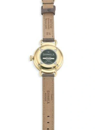 Shop Shinola Canfield Mother-of-pearl, Goldtone Stainless Steel & Leather Strap Watch In Grey