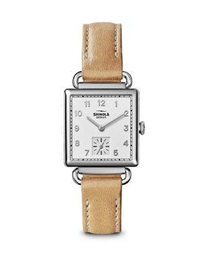 Shop Shinola The Cass Stainless Steel & Leather Strap Watch In Natural