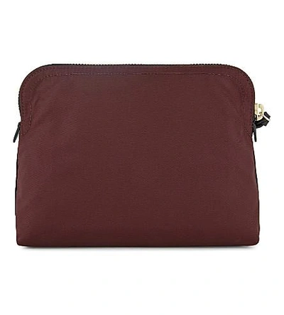 Shop Burberry Logo Nylon Pouch In Burgundy Red