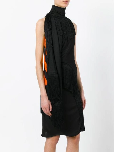 Shop Givenchy Fringed Trim Fitted Dress - Black