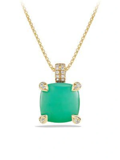 Shop David Yurman Châtelaine® Pendant Necklace With Gemstone And Diamonds In 18k Gold In Chrysoprase Cabochon