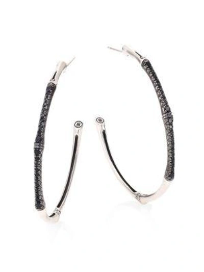 Shop John Hardy Women's Bamboo Black Sapphire & Sterling Silver Hoop Earrings