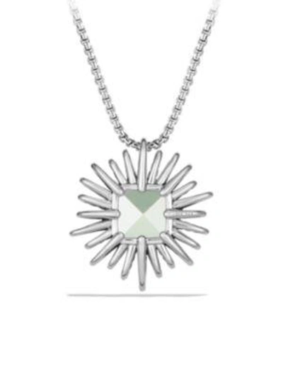 Shop David Yurman Starburst Necklace With Diamonds And Prasiolite In Silver, 30mm