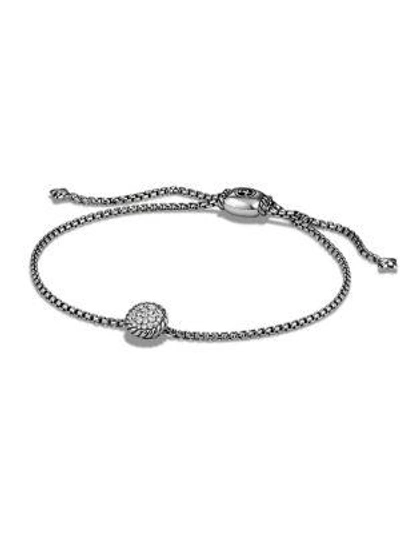 Shop David Yurman Petite Bracelet With Diamonds In Silver