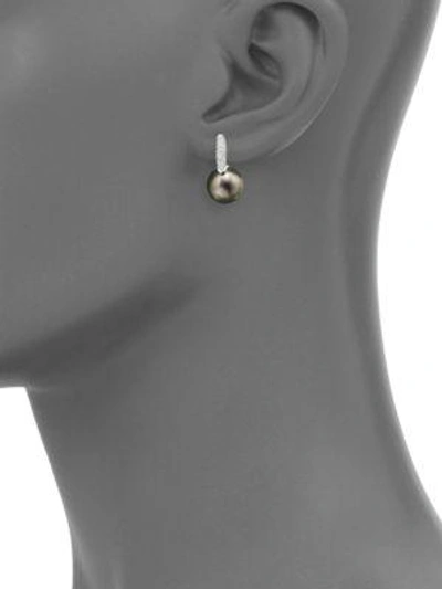 Shop Mikimoto Women's Black South Sea 10mm-11mm Black Pearl, Diamond & 18k White Gold Drop Earrings