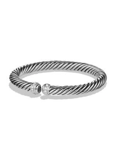 Shop David Yurman Cable Spira Bracelet With Diamonds In Silver